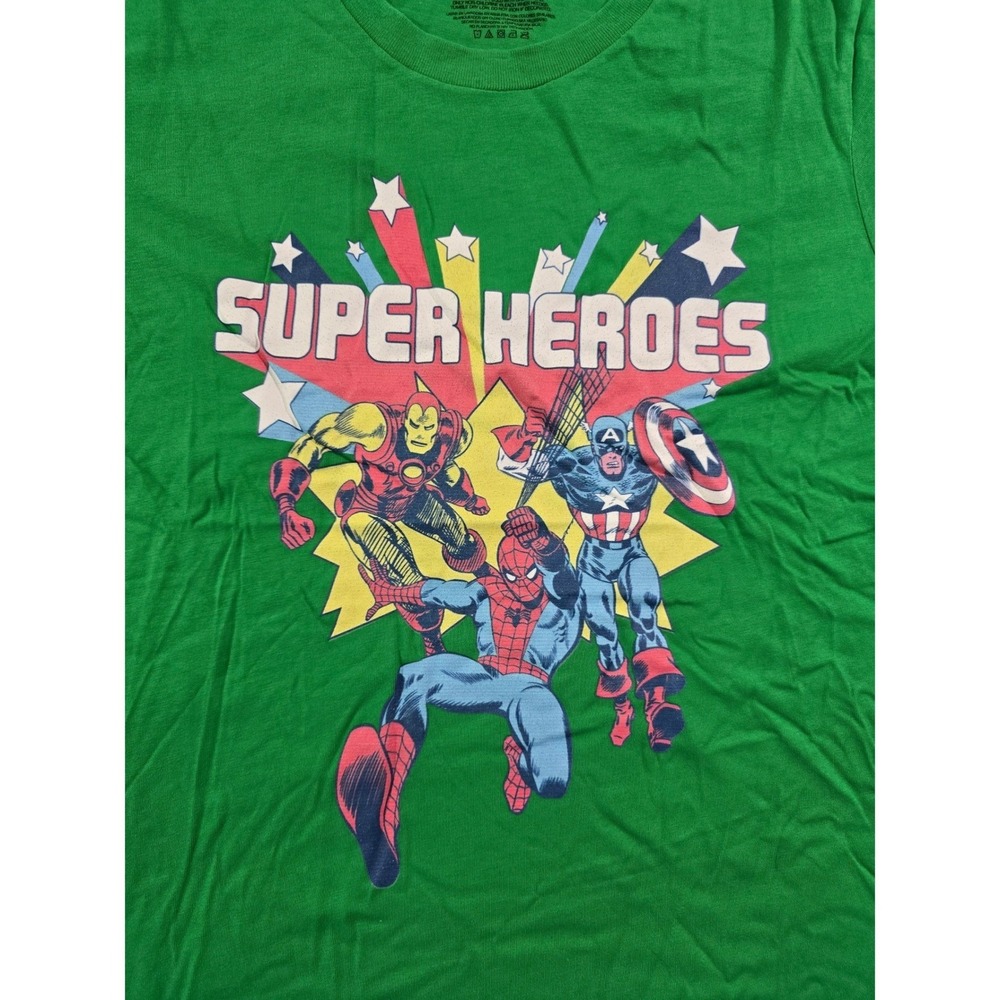 Marvel Heroes For Her Women's Green Graphic T-Shirt Spider-Man Iron Man - Picture 3 of 5